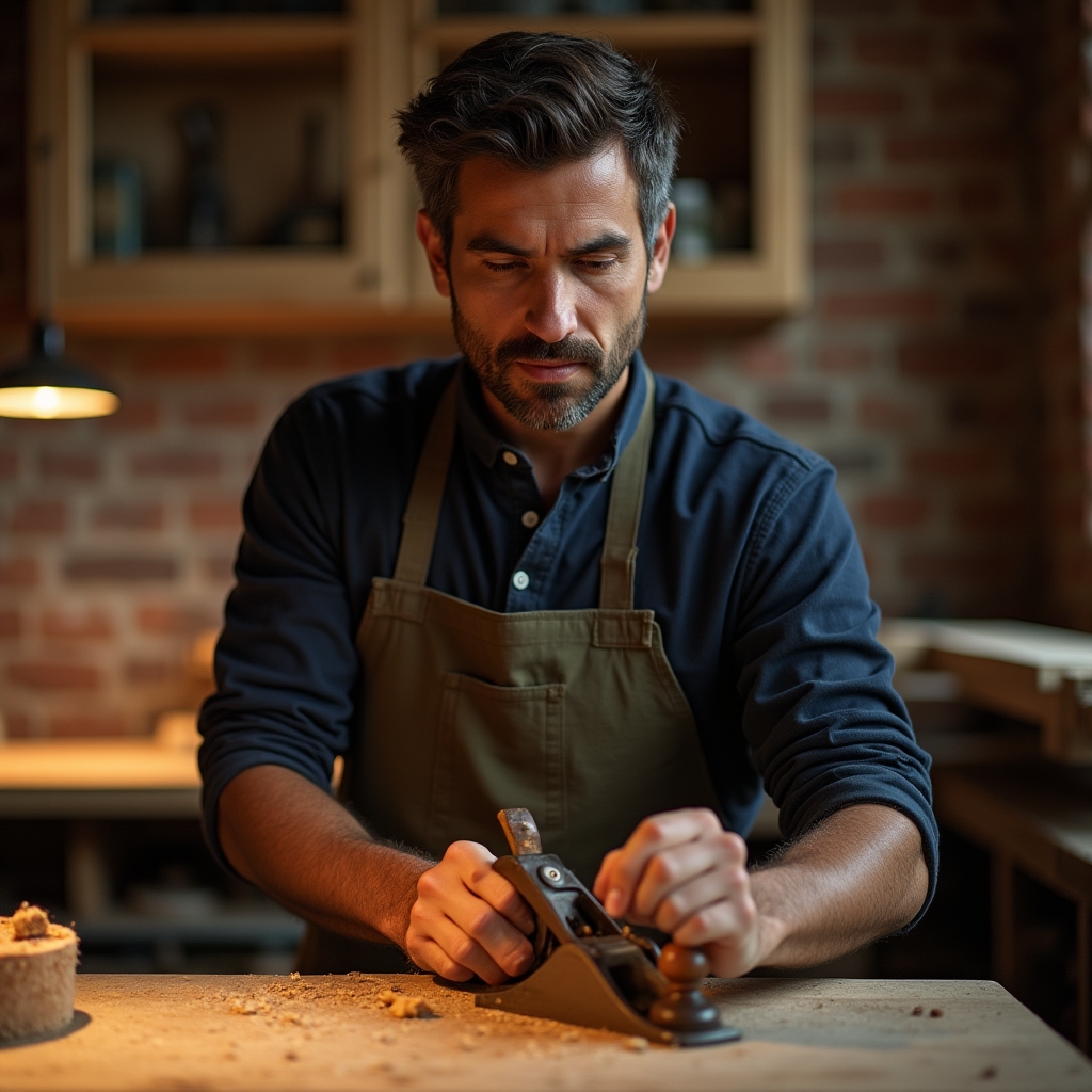 Мастер реставрирует деревянную оконную раму