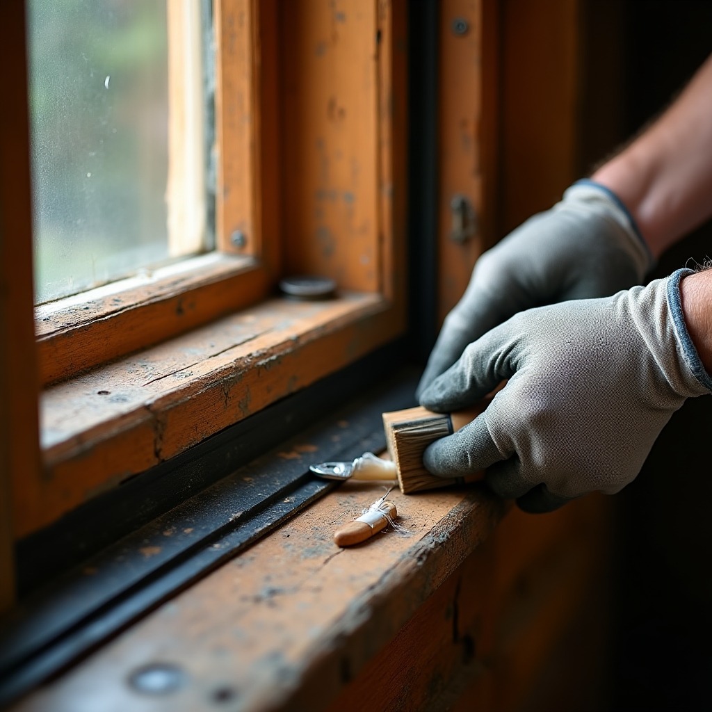 Установка уплотнителей на деревянное окно